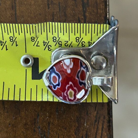 Sterling Silver Heart Pendant With Millefiori Glass Design Red Multicolor 925 - Picture 8 of 11